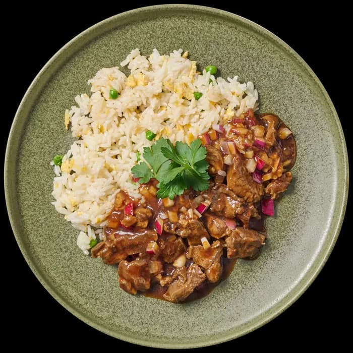 Cambodian Beef Luc Lac with Egg-White Rice
